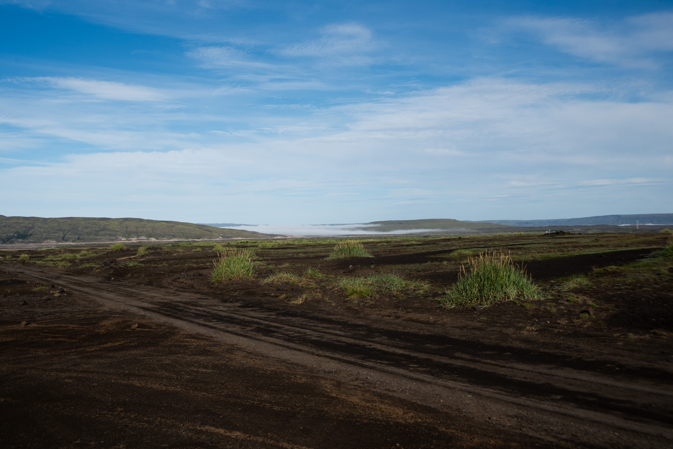 F-road tracks through volcanic highland terrain, Iceland — photographed by Marcel Strobel