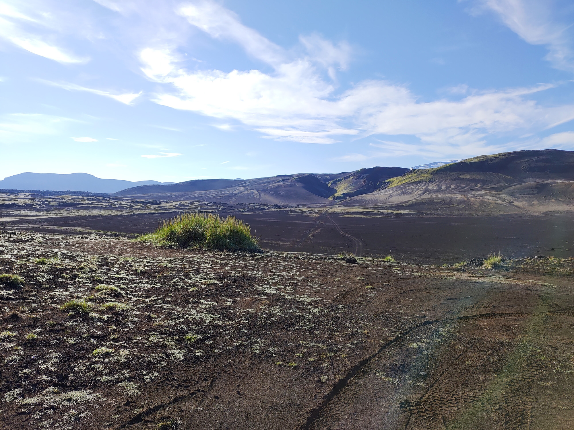 Highland landscape in iceland with an F-Road visible