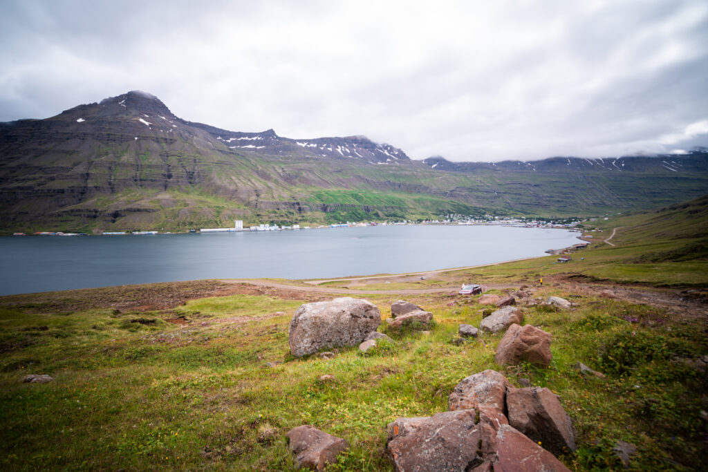 Seyðisfjörður town and fjord from above, East Iceland — photographed by Marcel Strobel