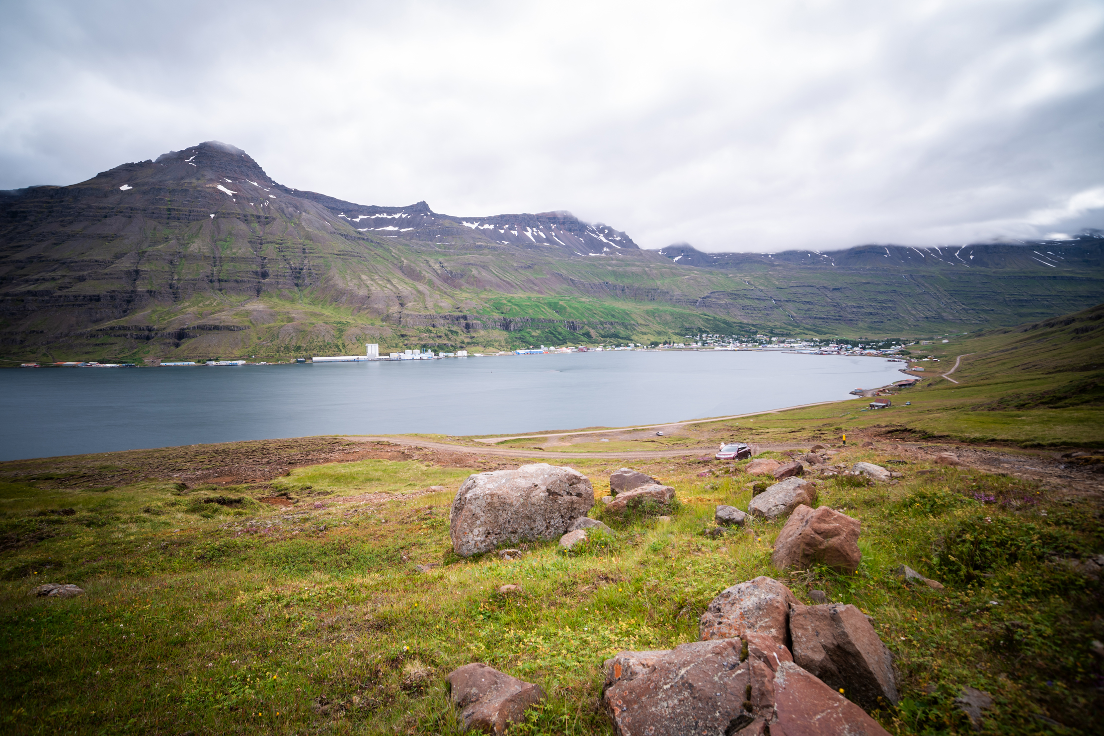 Seyðisfjörður town and fjord from above, East Iceland — photographed by Marcel Strobel